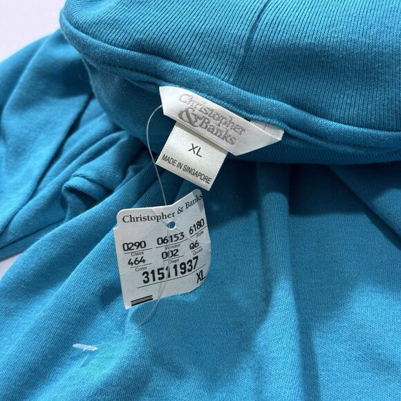 Woman's Christopher & Banks Solid Teal Blue Lightweight Turtleneck Crewneck XL - Picture 4 of 6